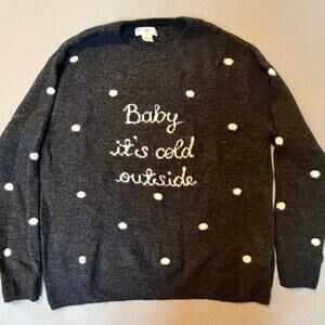 H&M L.O.G.G. Baby It’s Cold Outside Sweater Black Polka Dot Winter Knit- Large
